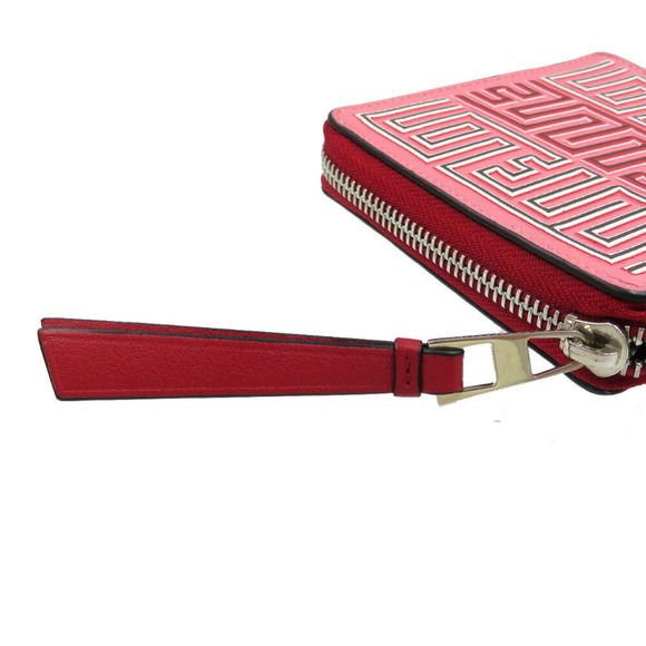 Loewe Mays Square Zip Leather Red Pink Bifold Wallet - Picture 8 of 10